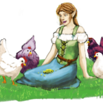 Lady Henneton spends time with her chicken family