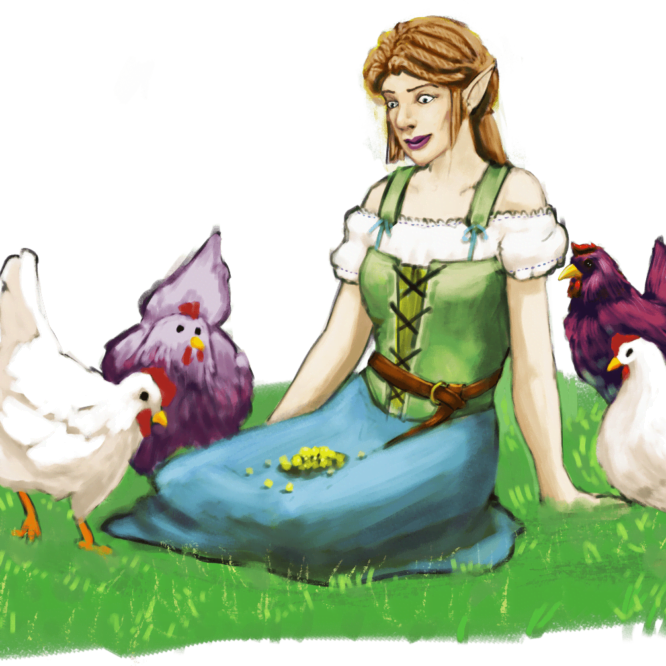 Lady Henneton spends time with her chicken family