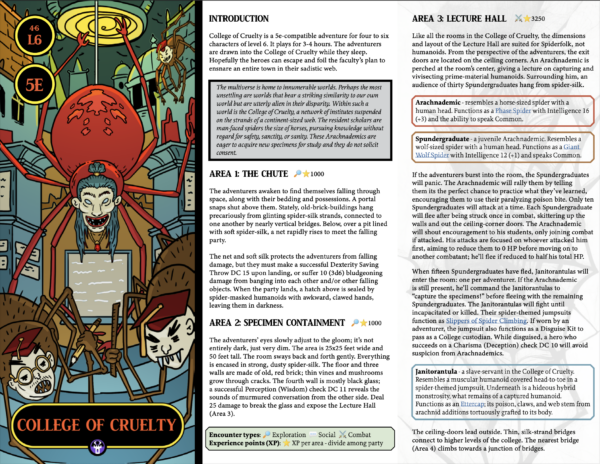 College of Cruelty: Page 1. Introduction and Areas 1 - 3